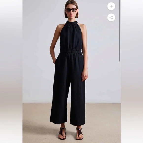 NWT Apiece Apart New Archer Jumpsuit in Black Linen & Organic Cotton Blend - Picture 1 of 13